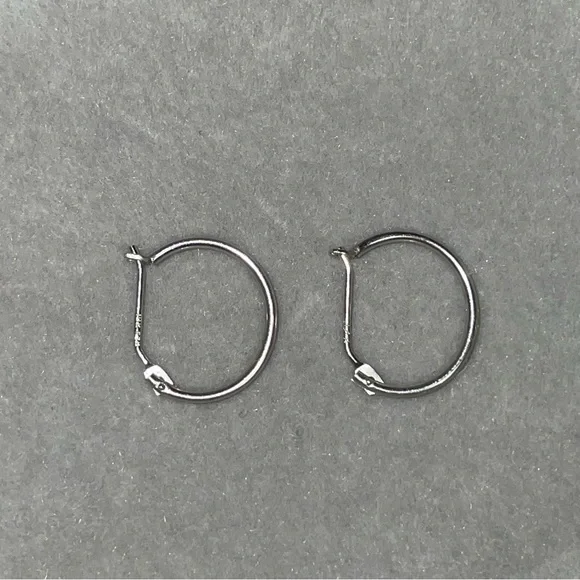 14K White Gold Mini Huggie Hoop Earrings 12mm - Picture 2 of 5